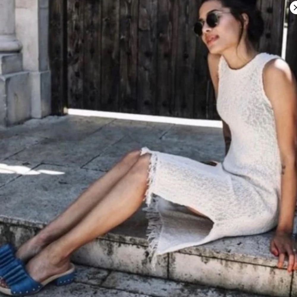 NEW ANTHRO CALLAHAN ISLA IVORY KNIT MIDI DRESS SLITS - Picture 1 of 13